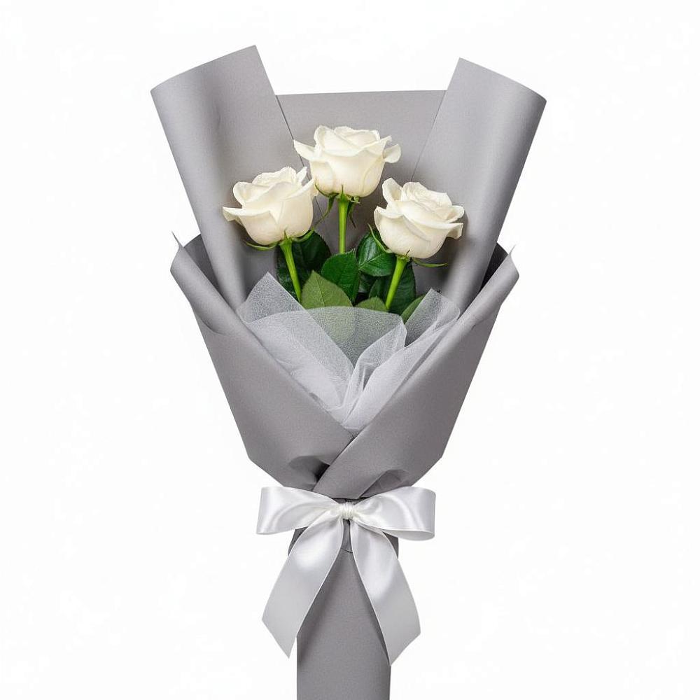 Букет 3 белые розы в Ахтырском Букет 3 белые розы в Ахтырском