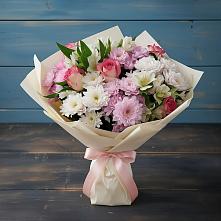 Букет цветов из:  Хризантемы, Альстромерии и Розы в Ахтырском