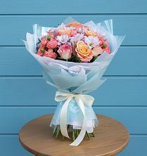 Букет Счастливые мгновение в Ахтырском Букет цветов из:  Хризантемы и Розы в Ахтырском